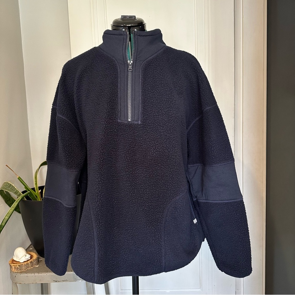 T by Talbots Navy Half-Zip Sherpa Pullover Sweater